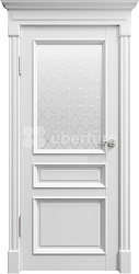 Дверь ПДО 80001 Римини серена белый стекло ромб матовое Uberture