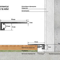 Микроплинтус алюминий Золото анодированное Micro 19 ARM Laconistiq