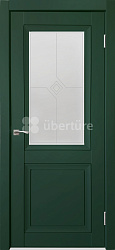 Дверь ПД01 бархат зелёный Стекло белое Soft-Touch Decanto Uberture