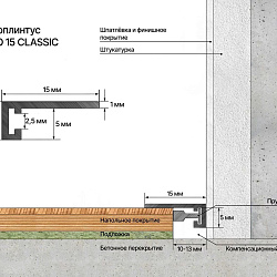 Микроплинтус алюминий Золото светлое анодированное Micro 15 classic Laconistiq