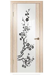 Дверь Диана ПВХ лиственница стекло Сакура 2 белое Дверная Линия, 700мм.