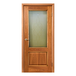 Дверь 20 Классика New орех стекло Вензель матовое Дера