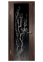 Дверь Диана ПВХ венге вертикальный стекло Адонсо черное Дверная Линия, 800мм.