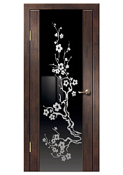 Дверь Диана ПВХ венге вертикальный стекло Сакура 4 черное Дверная Линия